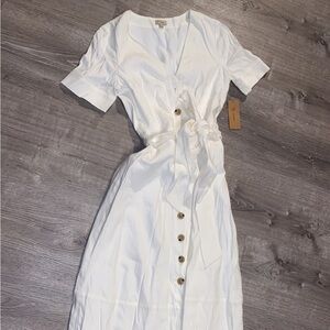 Elegant White Button-Down Dress
